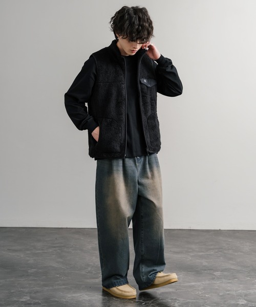 LOGOS（ロゴス） ベスト ジレ 裏地付きシャギーボアフリースベスト