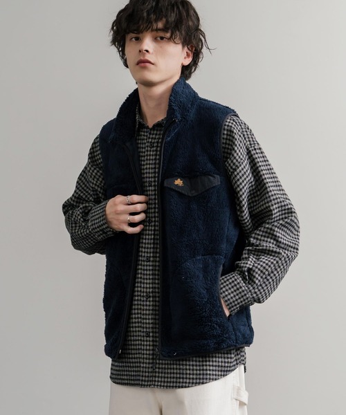 LOGOS（ロゴス） ベスト ジレ 裏地付きシャギーボアフリースベスト