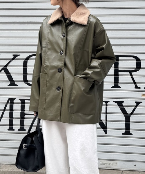 I-SOOK（アイスー） レザージャケット ライダース ボアカラーレザー