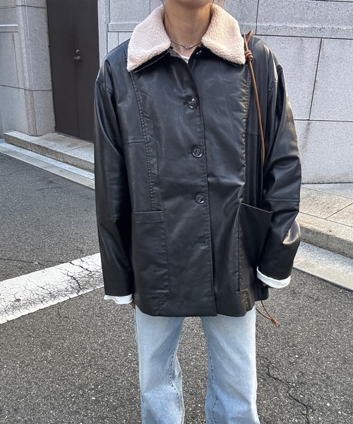 I-SOOK（アイスー） レザージャケット ライダース ボアカラーレザー