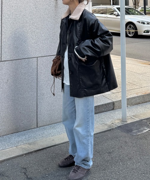 I-SOOK（アイスー） レザージャケット ライダース ボアカラーレザー