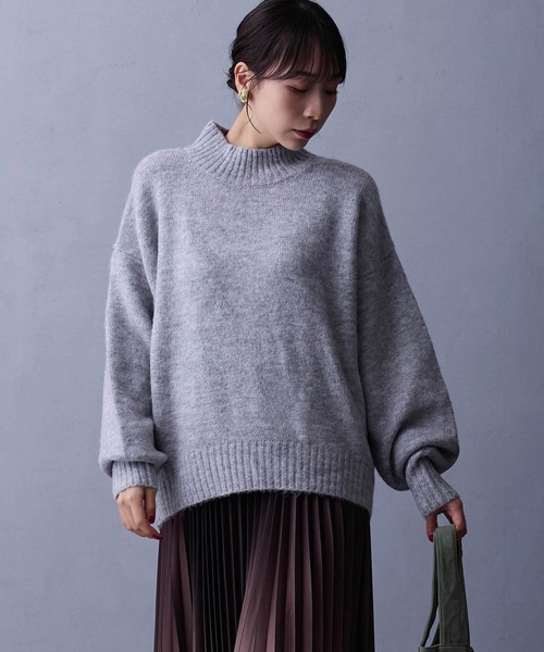 NICO.グレー ケーブル編み 長袖ニットセーター グレー ケーブルニット 長袖セーター