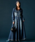 ワンピース デニムVネックワンピース「大きいサ...の詳細画像1