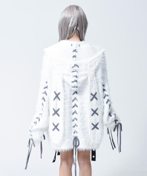 REFREMうさ耳メッシュパーカー ホワイト 希少 REFLEM（レフレム） パーカー 「REFLEM/レフレム」うさ耳フェザー