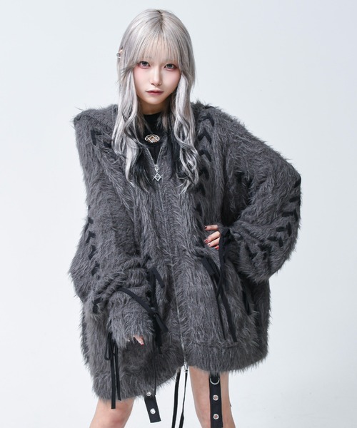 レフレム うさ耳ファージップアップパーカー グレー REFLEM（レフレム） パーカー 「REFLEM/レフレム」うさ耳フェザー