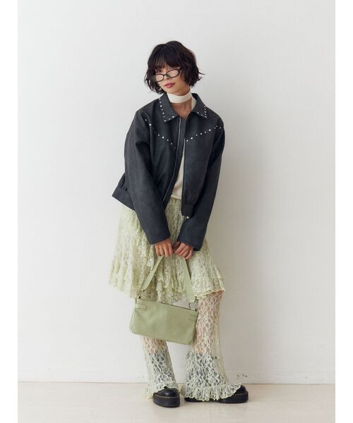 ブルゾン アウター フェイクレザースタッズブルゾン　春服　春アウター レディース | jouetie | 23