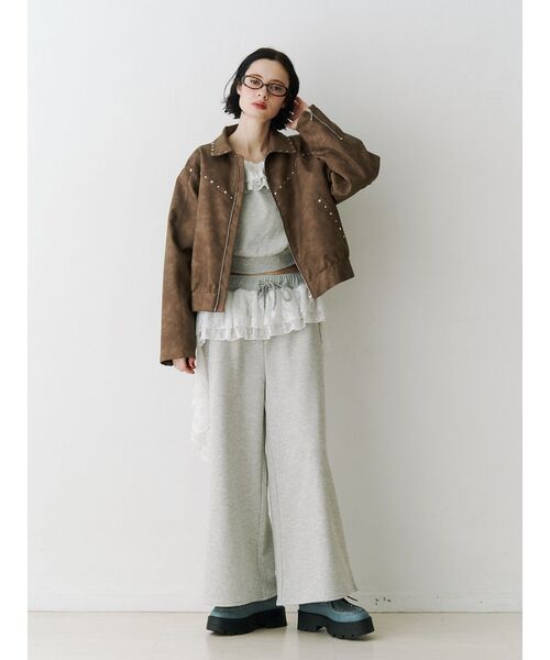 ブルゾン アウター フェイクレザースタッズブルゾン　春服　春アウター レディース | jouetie | 13