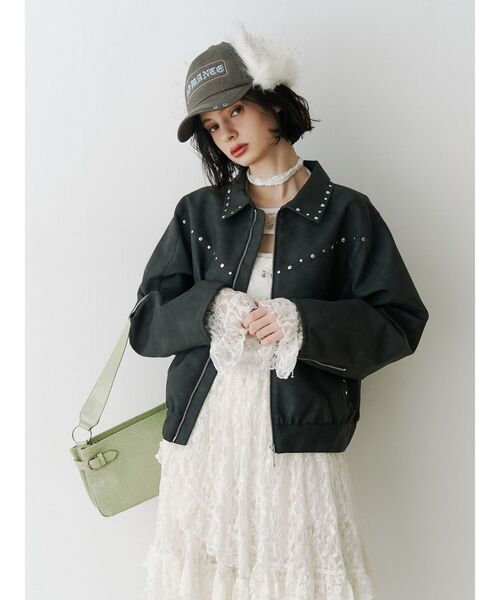 jouetie ブルゾン すぐ発送可能 jouetie（ジュエティ） ブルゾン アウター フェイクレザースタッズ