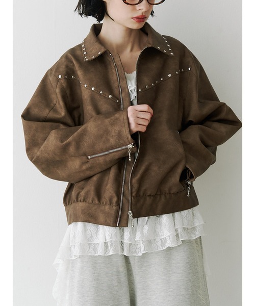 jouetie（ジュエティ） ブルゾン アウター フェイクレザースタッズ