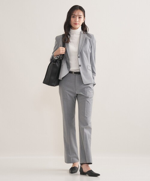 インディヴィ　グレー パンツスーツ レディース　新品 INDIVI（インディヴィ） スーツ 「ウール混／スーツ」テーラードカラー
