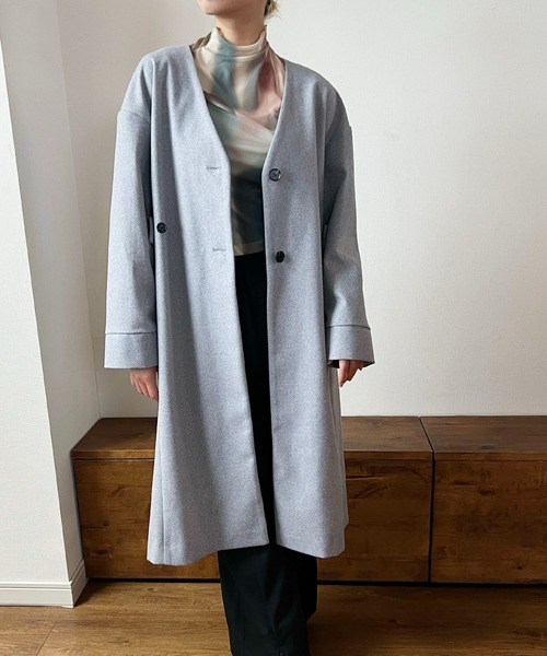 GREENHOX ノーカラーコート コート ベーシックスタイルノーカラー