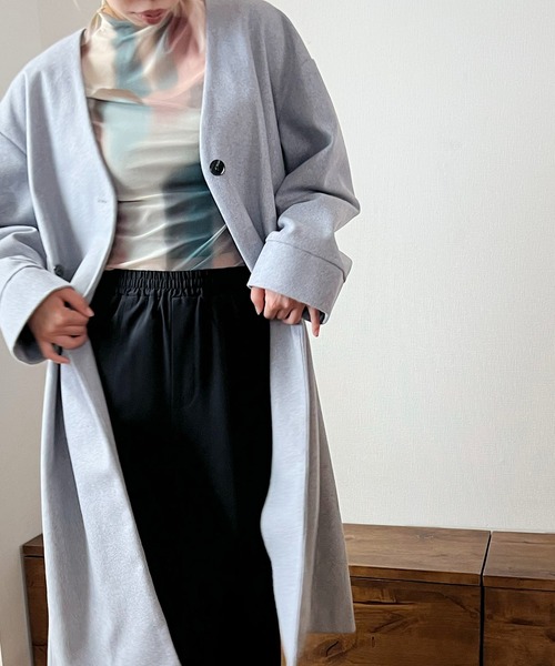 GREENHOX ノーカラーコート コート ベーシックスタイルノーカラー