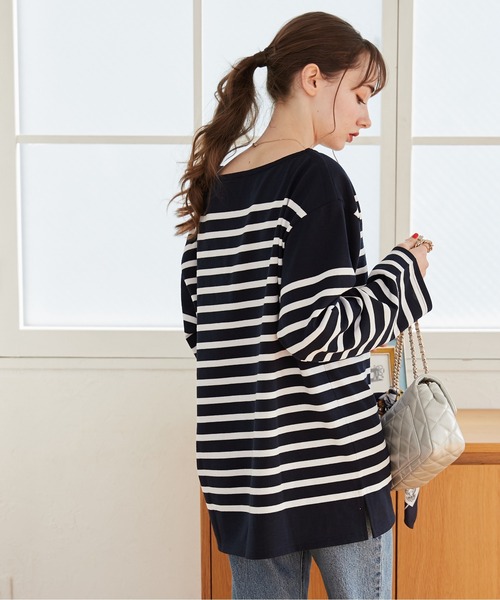 「ANGIE」 長袖カットソー FREE ホワイト×ブルー レディース_画像8