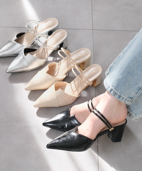 新品・未使用＊Aimeine ゴールドモチーフポインテッドミュール(ホワイト)Ｌ ゴールドモチーフポインテッドミュール｜PETAL ONLINE（ペタルオンライン）