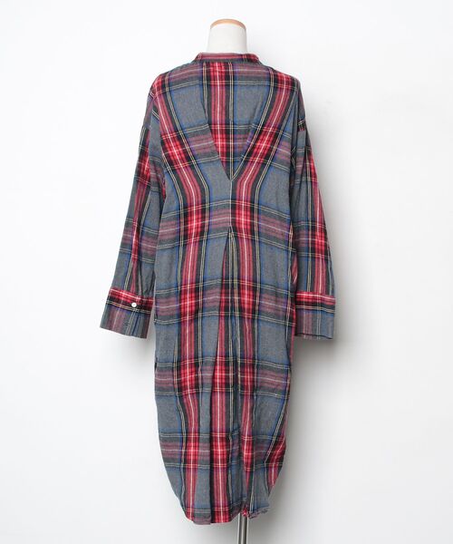 「Lee」 チェック柄長袖ワンピース M グレー レディース_画像2