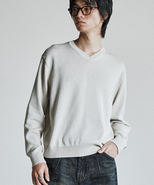 セーター ニット SILK BLEND V-NECK KNIT メンズ レディース | WYM LIDNM | 01
