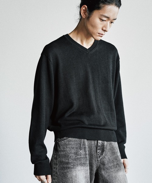 セーター ニット SILK BLEND V-NECK KNIT メンズ レディース | WYM LIDNM
