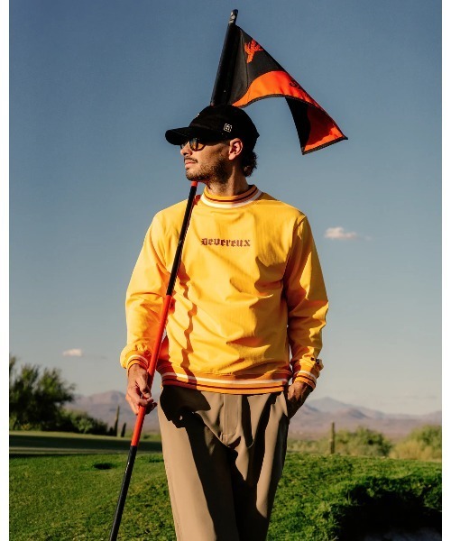 DEVEREUX GOLF tシャツ DeadMan Running ストライプリブモック メンズ