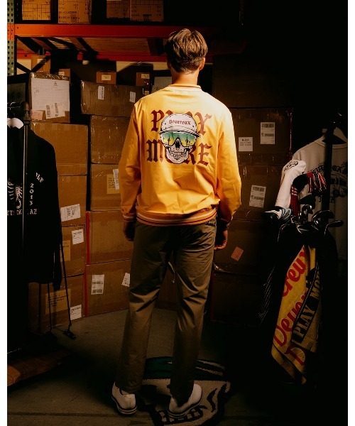 DEVEREUX GOLF tシャツ DeadMan Running ストライプリブモック メンズ