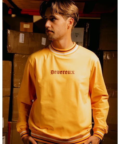 DEVEREUX GOLF tシャツ DeadMan Running ストライプリブモック メンズ