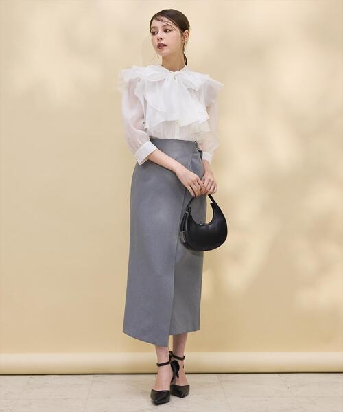 「SWINGLE」 タイトスカート MEDIUM ライトグレー レディース_画像2