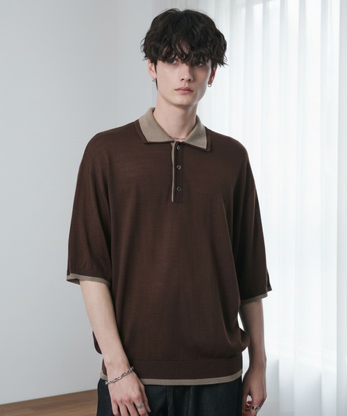 CIYOT ポロシャツ 「CIYOT」ダブルカラー レイヤード 半袖ニット