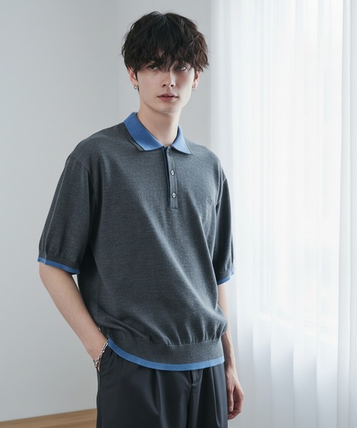 CIYOT ポロシャツ 「CIYOT」ダブルカラー レイヤード 半袖ニット