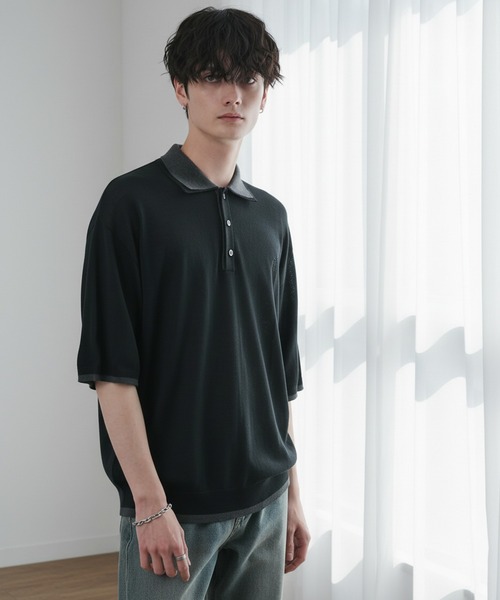 CIYOT ポロシャツ 「CIYOT」ダブルカラー レイヤード 半袖ニット