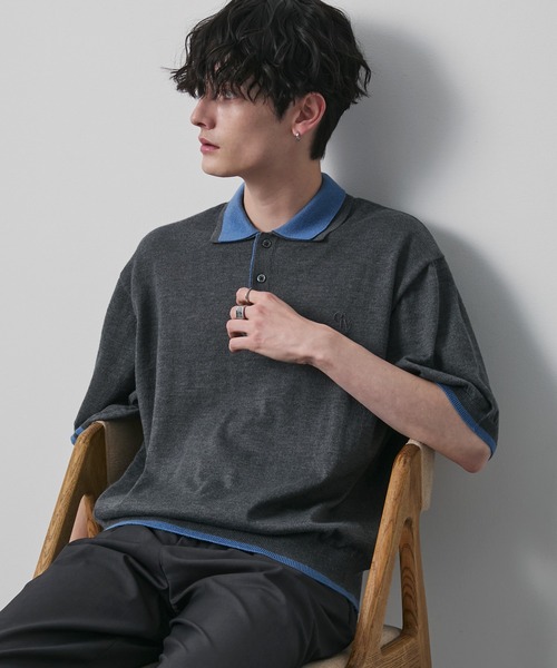 CIYOT ポロシャツ 「CIYOT」ダブルカラー レイヤード 半袖ニット