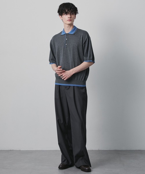 CIYOT ポロシャツ 半袖 「CIYOT」ダブルカラー レイヤード 半袖ニット