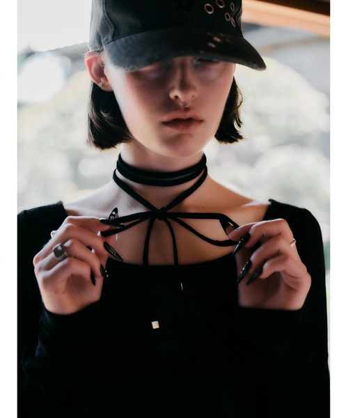tシャツ 「TAJEN:T」SHEER VELOUR HALTERNECK TOPS/シアーベロア