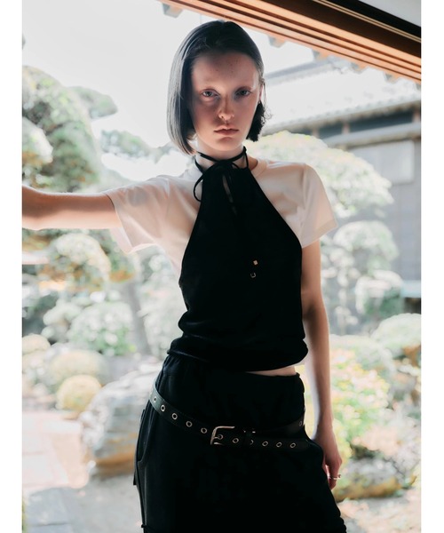 tシャツ 「TAJEN:T」SHEER VELOUR HALTERNECK TOPS/シアーベロア