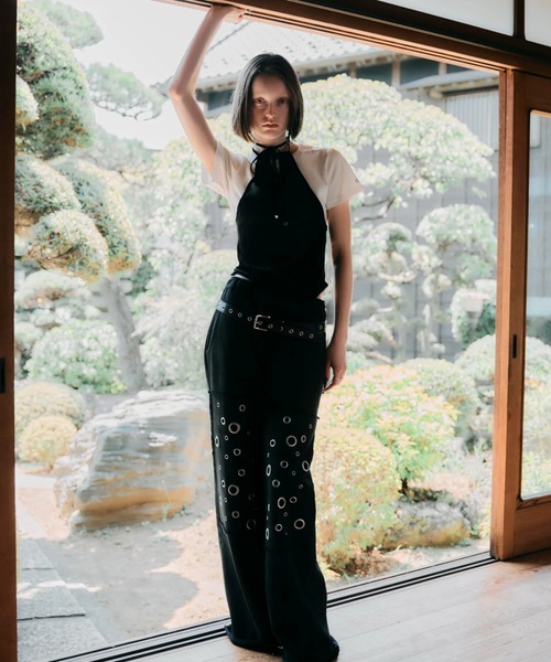 tシャツ 「TAJEN:T」SHEER VELOUR HALTERNECK TOPS/シアーベロア