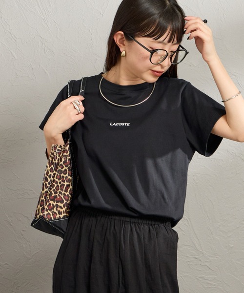 LACOSTE ラコステ　リネン半袖シャツ ロゴ刺繍 ワンポイント ラコステ ビック柄半袖Tシャツ 半袖 Tシャツ メンズ ポロ、Tシャツの