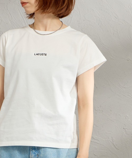 LACOSTE ラコステ　リネン半袖シャツ ロゴ刺繍 ワンポイント LACOSTE（ラコステ） tシャツ ワンポイントロゴ刺繍 コンパクトTシャツ