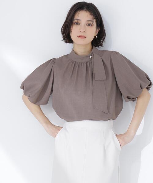 ブラウス シャツ 「Oggi.jp掲載」リネンライクサイドタイブラウス レディースの画像