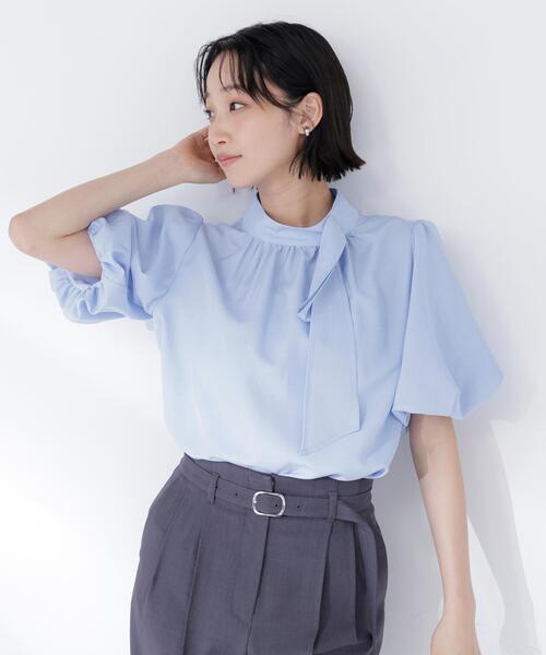 ブラウス シャツ 「Oggi.jp掲載」リネンライクサイドタイブラウス レディースの画像