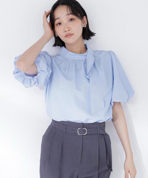 ブラウス シャツ 「Oggi.jp掲載」リネンライクサイドタイブラウス レディースの画像
