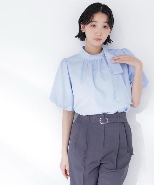 ブラウス シャツ 「Oggi.jp掲載」リネンライクサイドタイブラウス レディースの画像