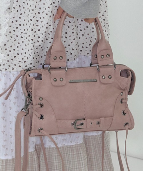 FANCY CLUB BELTED WASHING ショルダーバッグ ピンク Fancy Club X haku] Belted Washing Leather Bag (Baby Pink) F25QE990