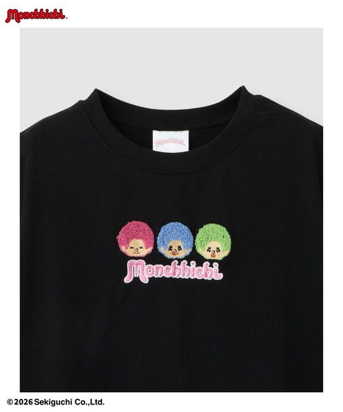 tシャツ 「 Monchhichi / モンチッチ 」サガラ刺繍 クルーネック半袖T