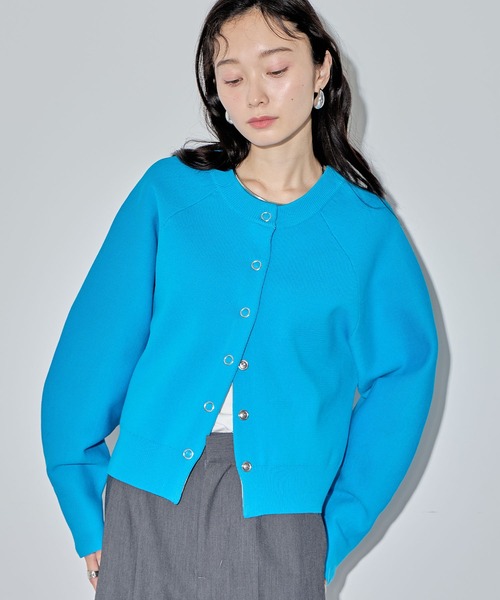ELLEgirl」 ニットカーディガン FREE ターコイズブルー レディース