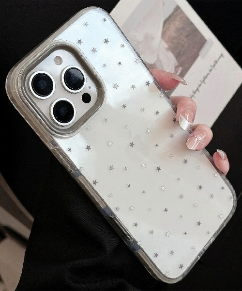 スマホケース きらめく星を散りばめた、透明 iPhone ケース 13/14.15