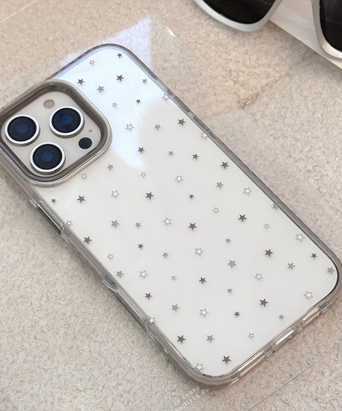 スマホケース きらめく星を散りばめた、透明 iPhone ケース 13/14.15