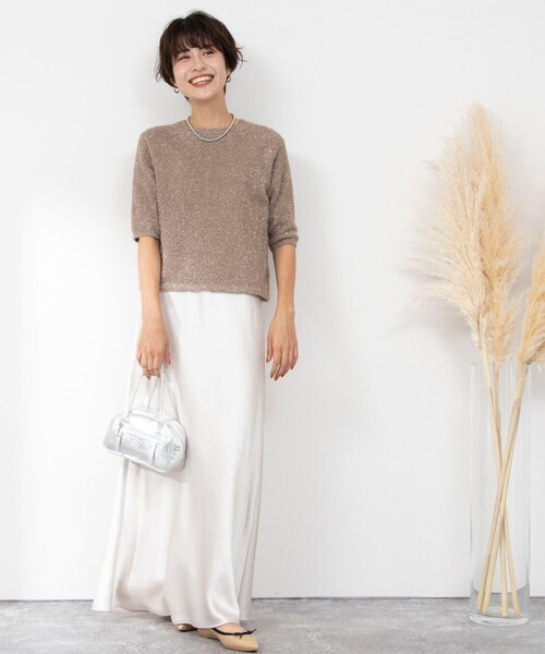 「NOLLEY'S」 半袖ニット 38 ベージュ レディース_画像3