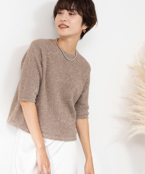 「NOLLEY'S」 半袖ニット 38 ベージュ レディース_画像6