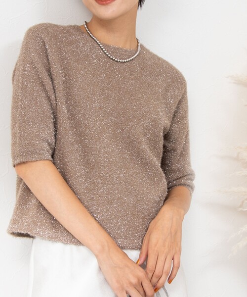 「NOLLEY'S」 半袖ニット 38 ベージュ レディース_画像8