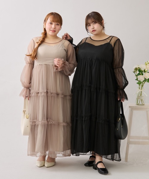 「Louiosy」 長袖ワンピース X-LARGE ベージュ レディース_画像2
