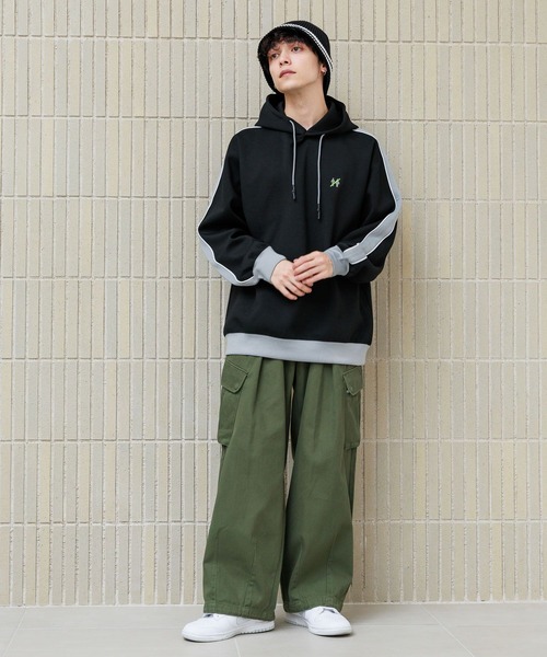 「PERSON'S」 プルオーバーパーカー MEDIUM ブラック メンズ_画像9