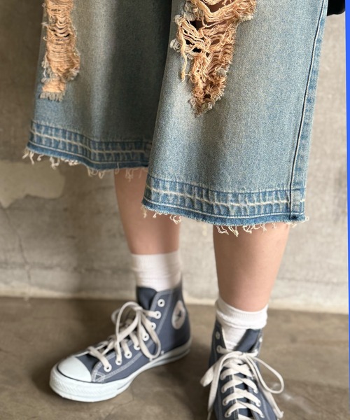 「DOUBLE NAME」 デニムハーフパンツ FREE ネイビー レディース_画像8